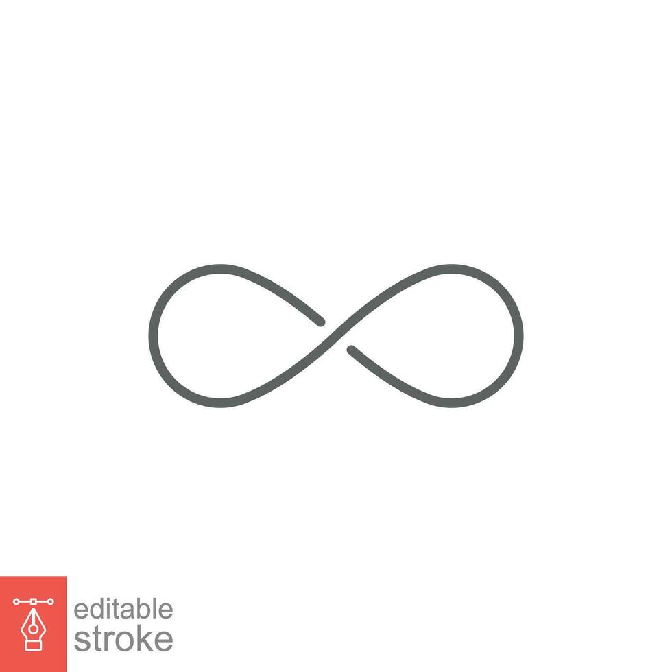 Infinity icon. Simple outline style. Loop, infinite, endless sign, limitless, round, template, ring concept. Thin line symbol. Vector illustration isolated on white background. Editable stroke EPS 10.