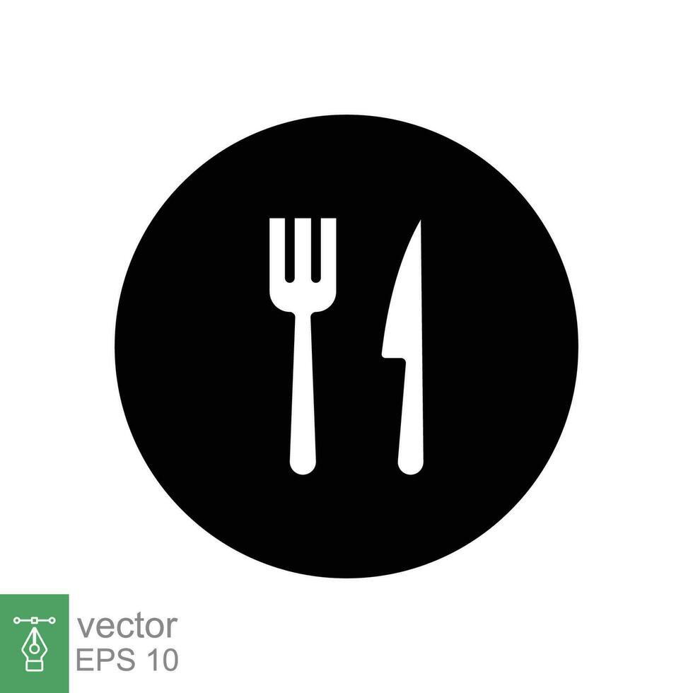 Cutlery icon. Simple solid style. Fork and knife, silverware, tableware, restaurant business concept. Black silhouette, glyph symbol. Vector illustration isolated on white background. EPS 10.