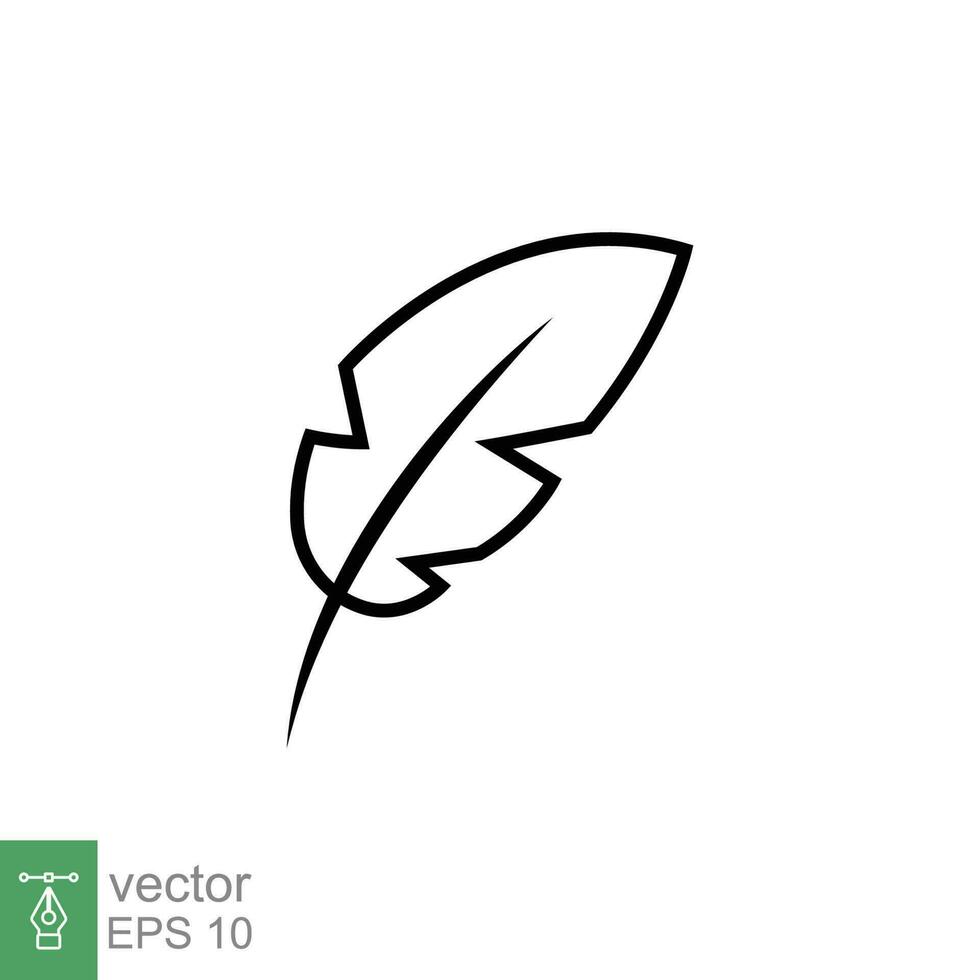 Feather pen icon. Simple outline style. Ink, vintage, quill, plume, history concept. Thin line symbol. Vector illustration isolated on white background. EPS 10.