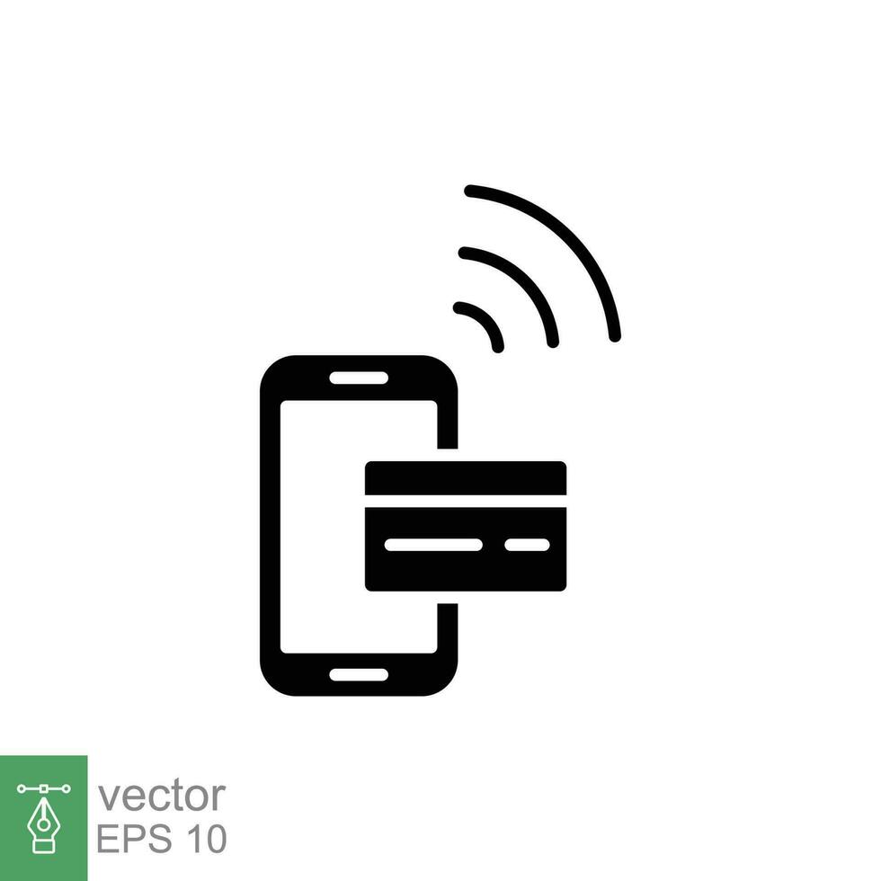 Online payment with smartphone icon. Simple solid style. Digital payment with phone, technology concept. Black silhouette, glyph symbol. Vector illustration isolated on white background. EPS 10.