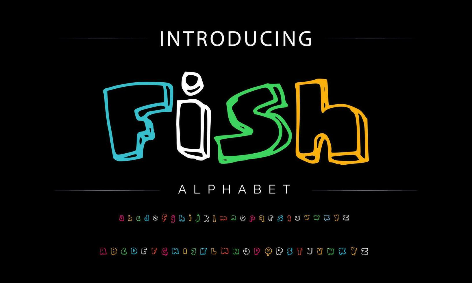 Funky colorful cartoon font type. Vector alphabet