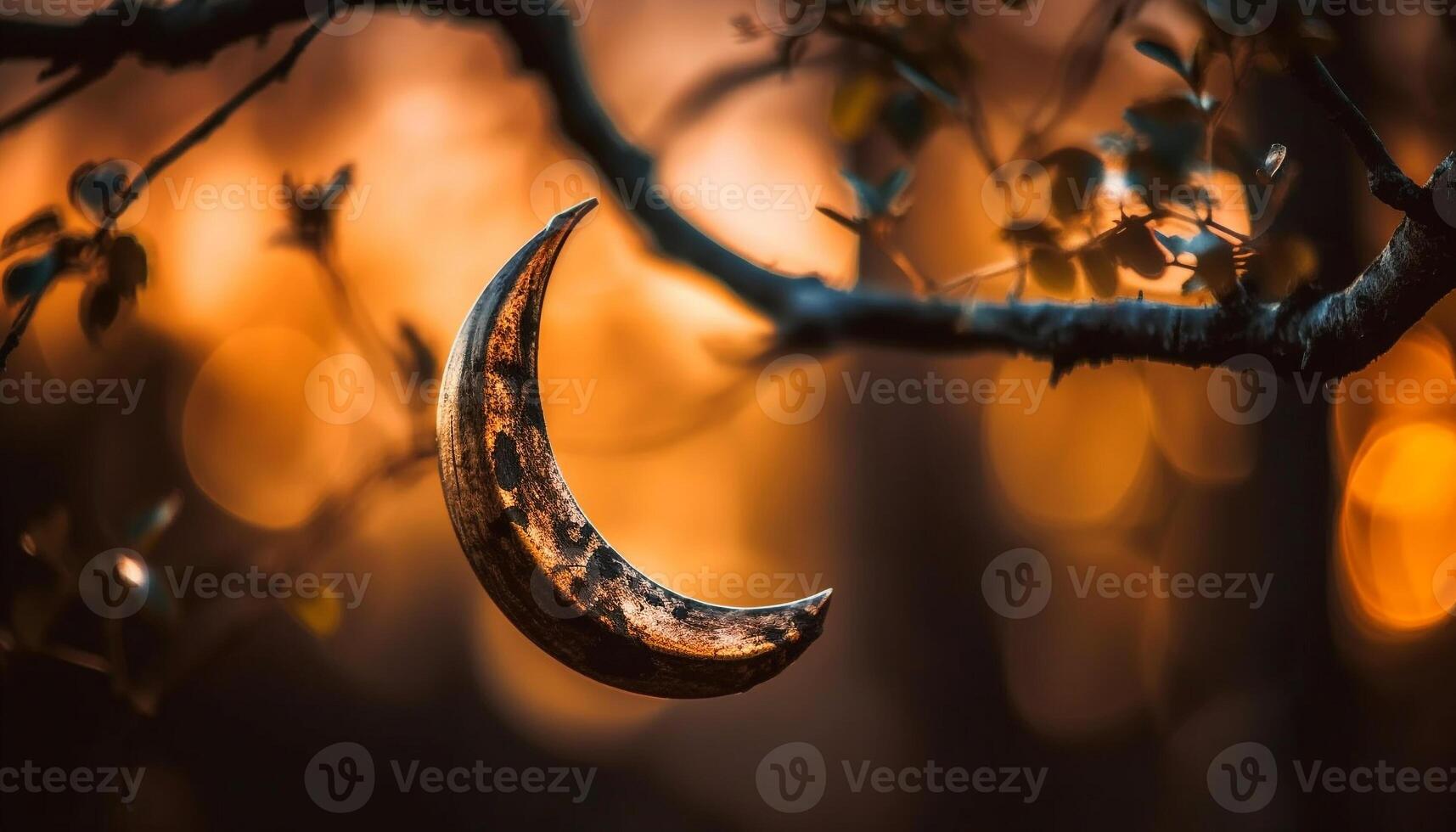 Yellow leaf on branch glows in sunlight generated by AI photo