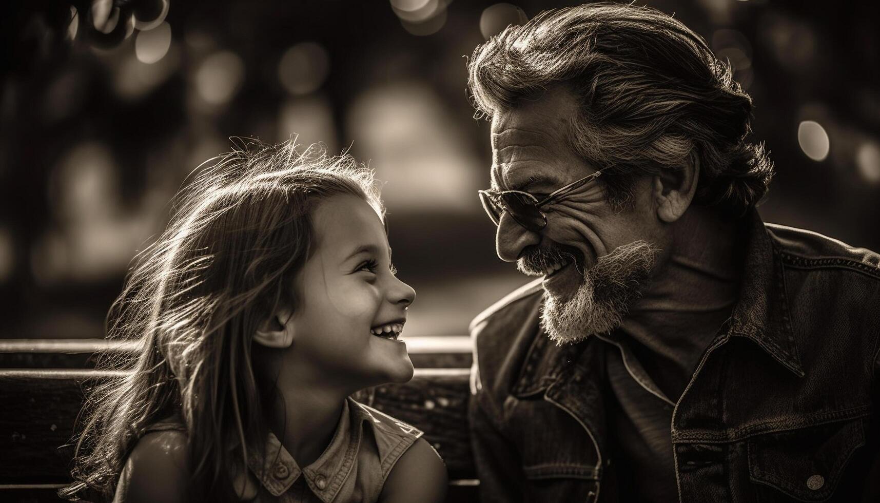 Father and son bonding outdoors, enjoying nature generated by AI photo