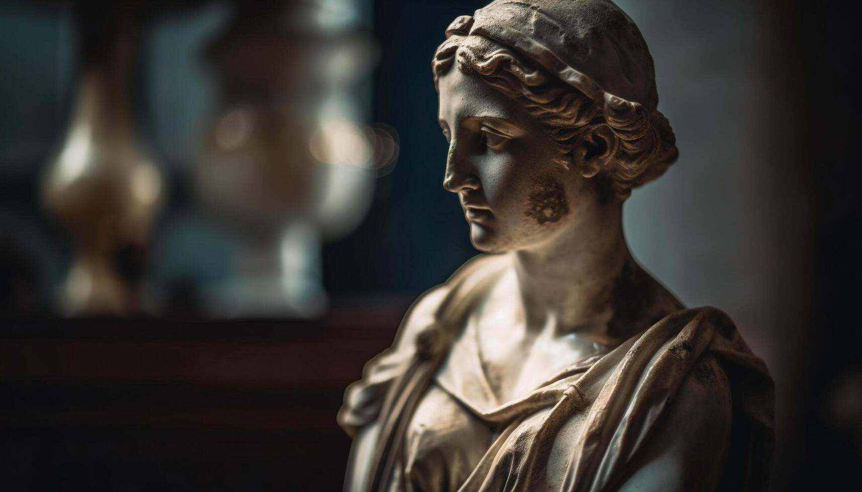 A marble statue of a praying woman generated by AI photo