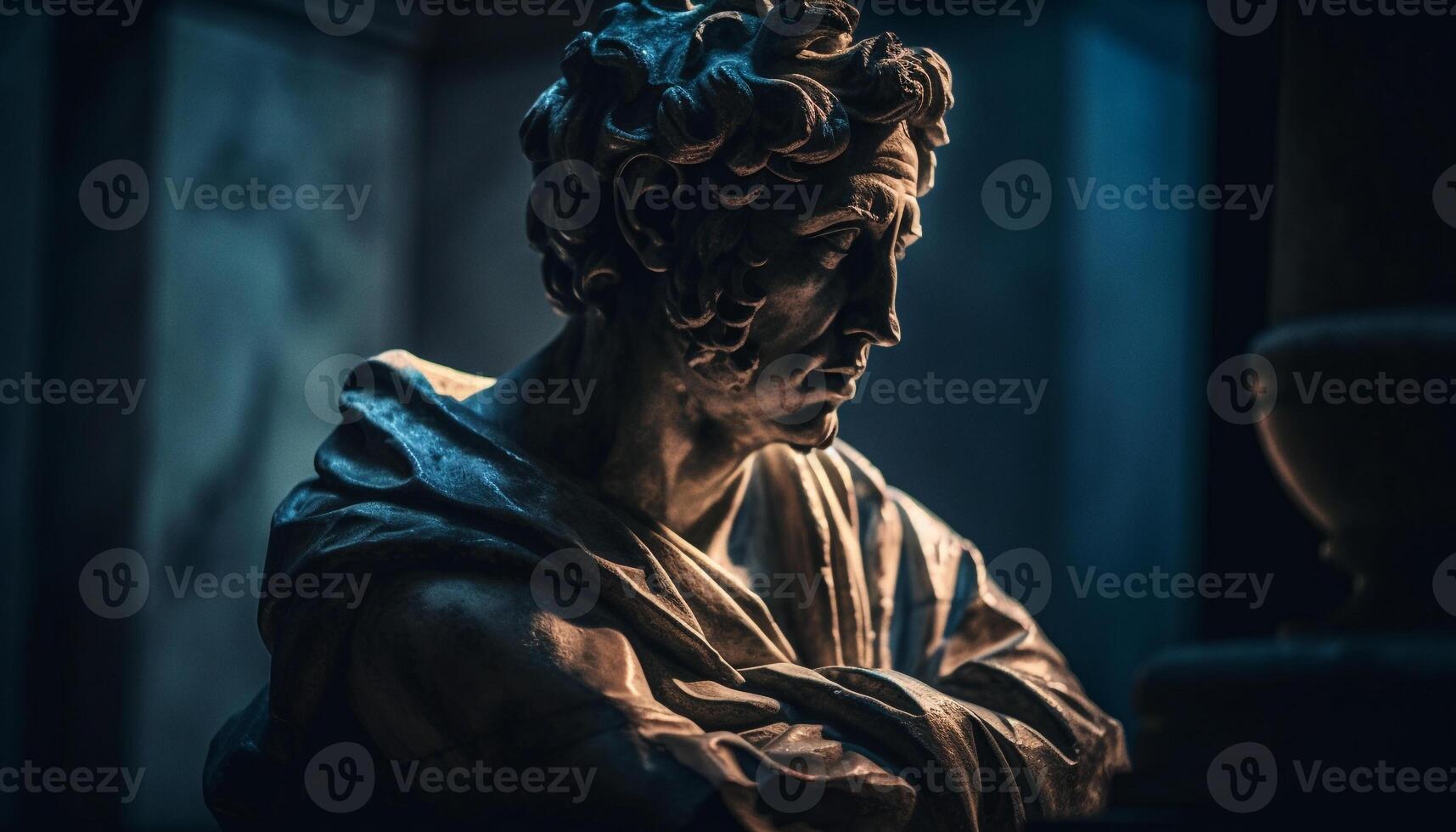 Men and women praying at marble altar generated by AI photo