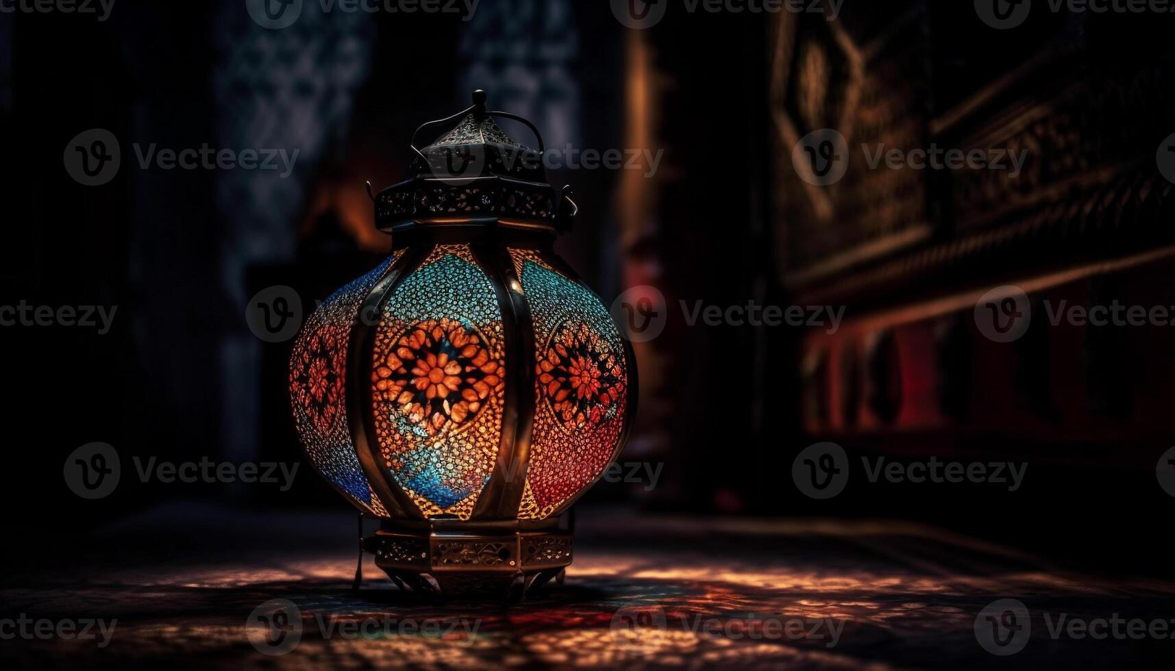 Ramadan lantern shines brightly, embracing old cultures generated by AI photo