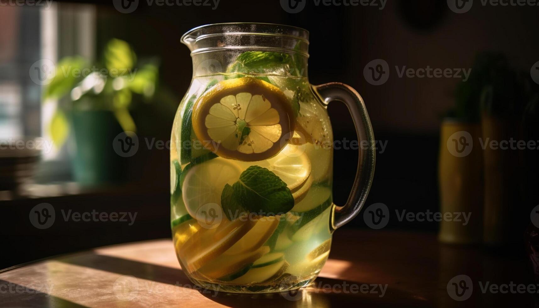 Refreshing summer cocktail with citrus fruit and mint generated by AI photo