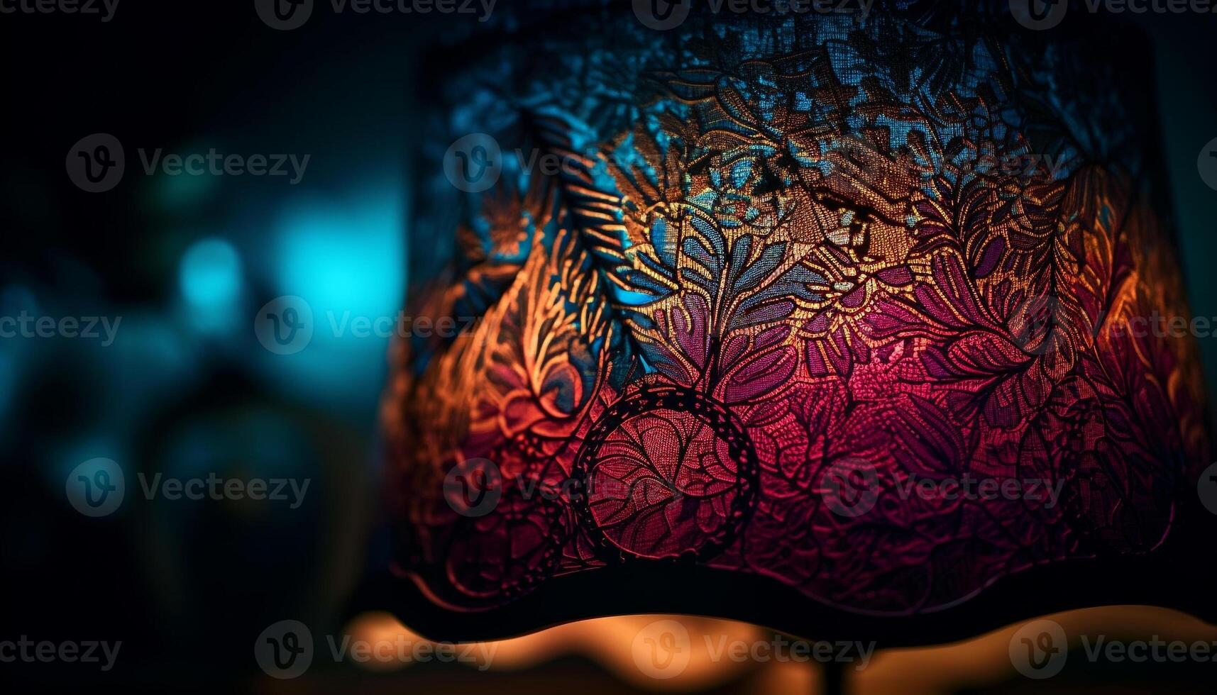 Glowing fractal shapes illuminated in vibrant colors generated by AI photo
