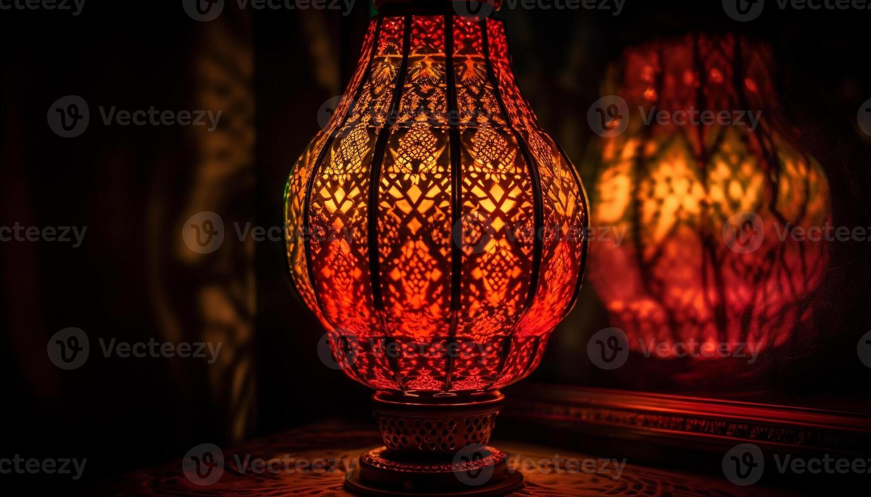 Glowing lantern an elegant old fashioned decoration generated by AI photo