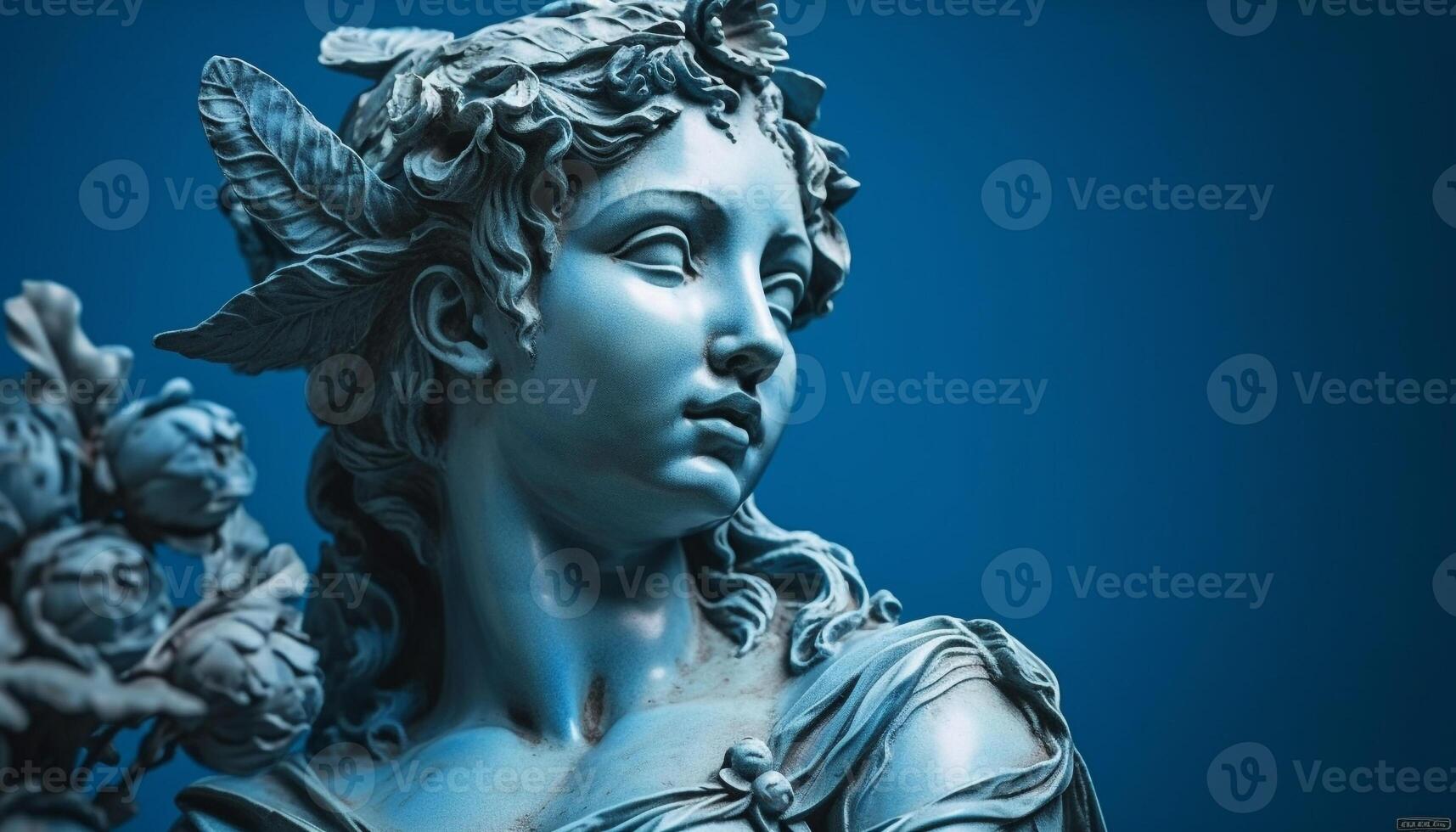 Spiritual statue in blue marble, symbolizing Catholicism generated by AI photo