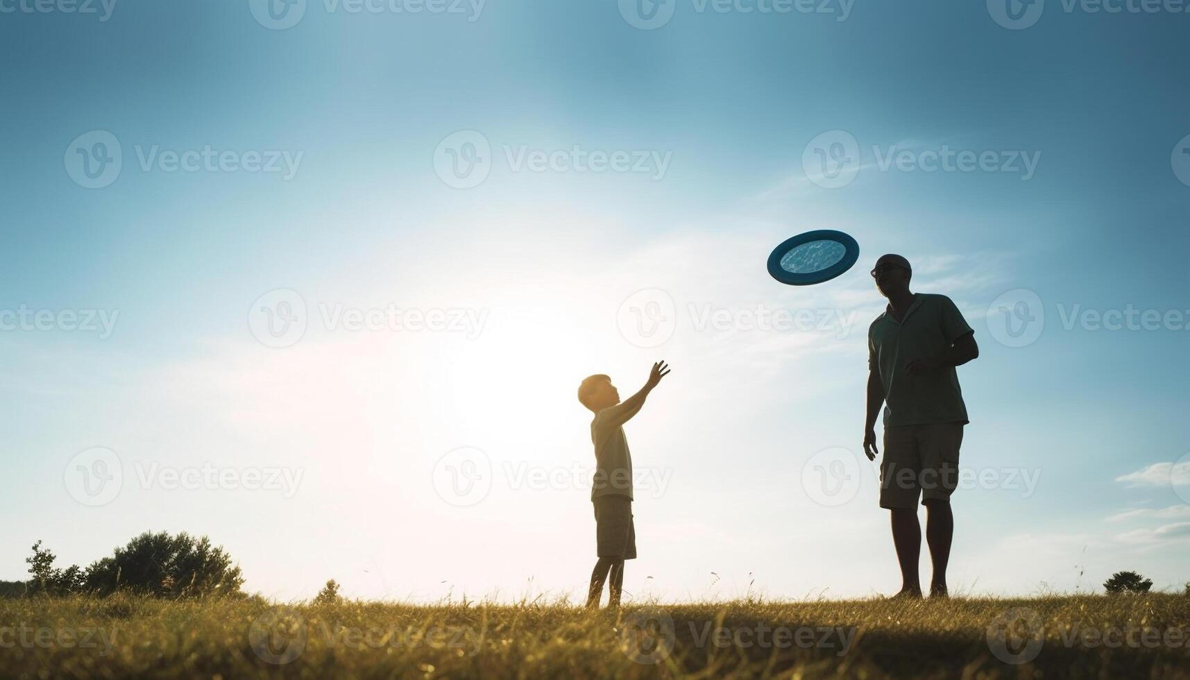 Father and Son Enjoy a Ball Game Together generated by AI photo