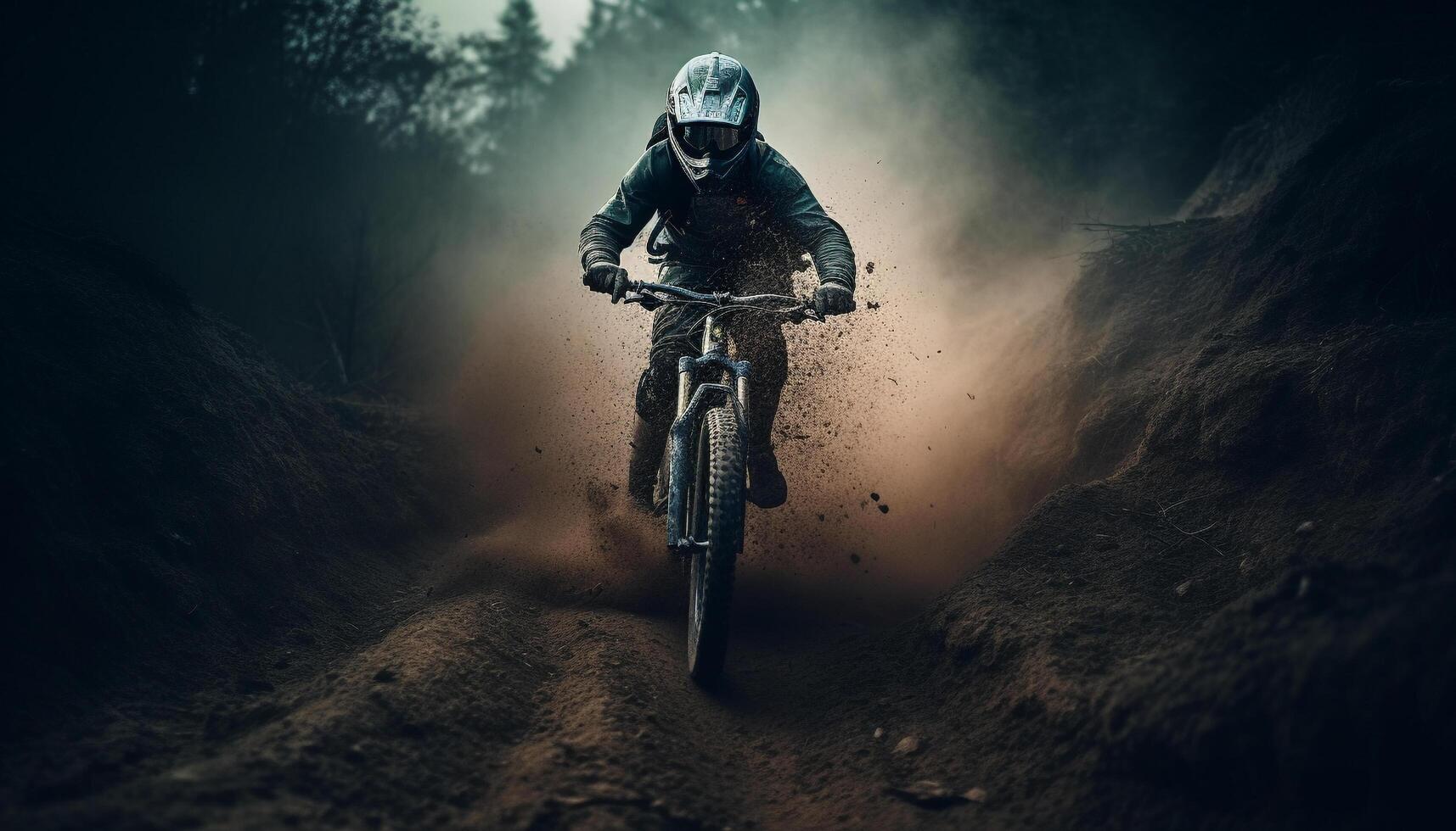 Men in motion, cycling extreme sports adventure generated by AI photo