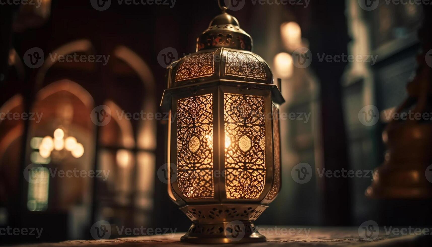 Antique lanterns illuminated the Arabian night celebration generated by AI photo