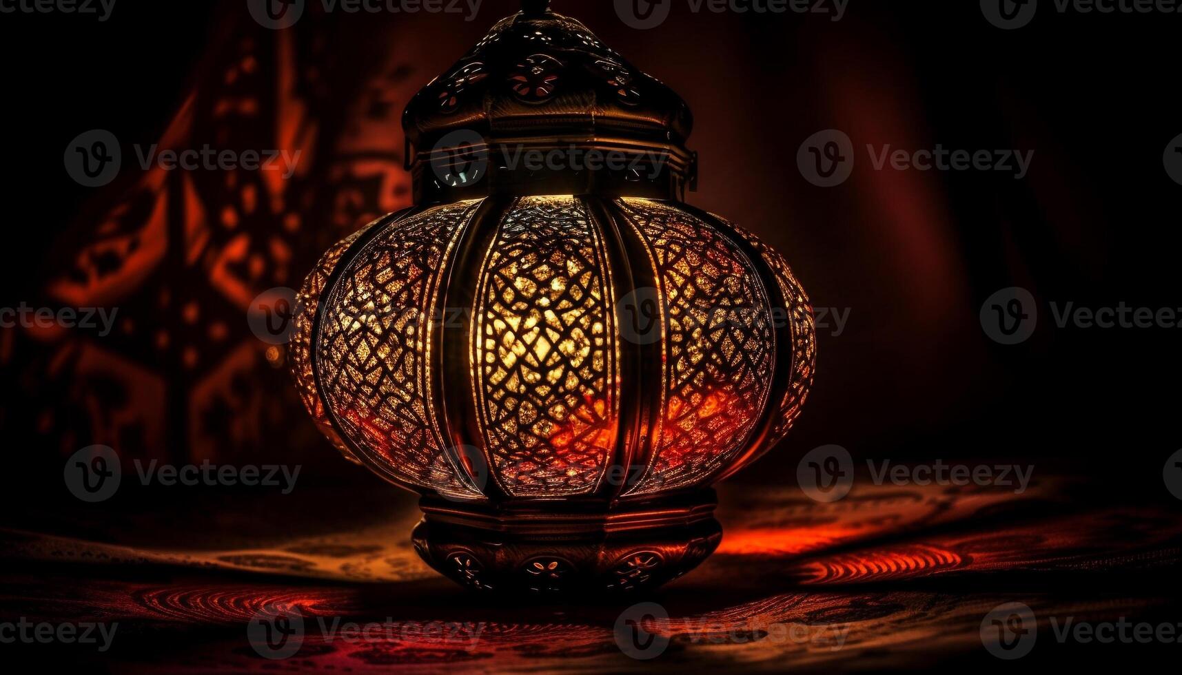 Glowing lantern of old Arabic elegance shines brightly generated by AI photo