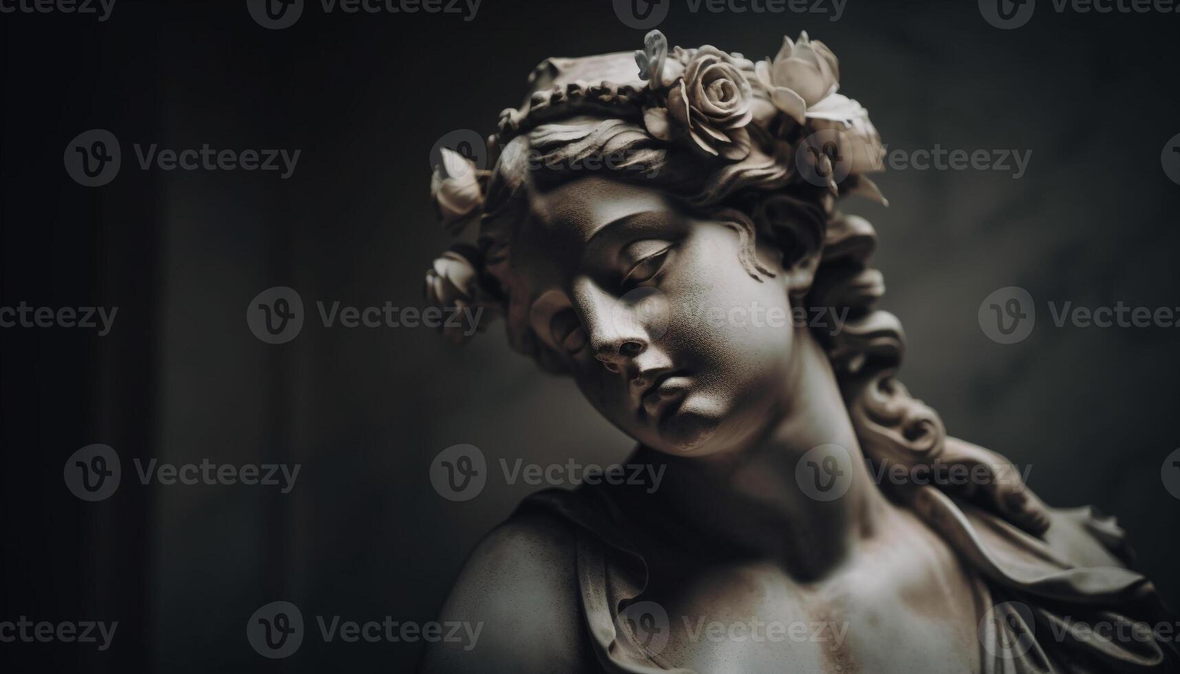 Catholicism beauty in old sculptural monuments generated by AI photo