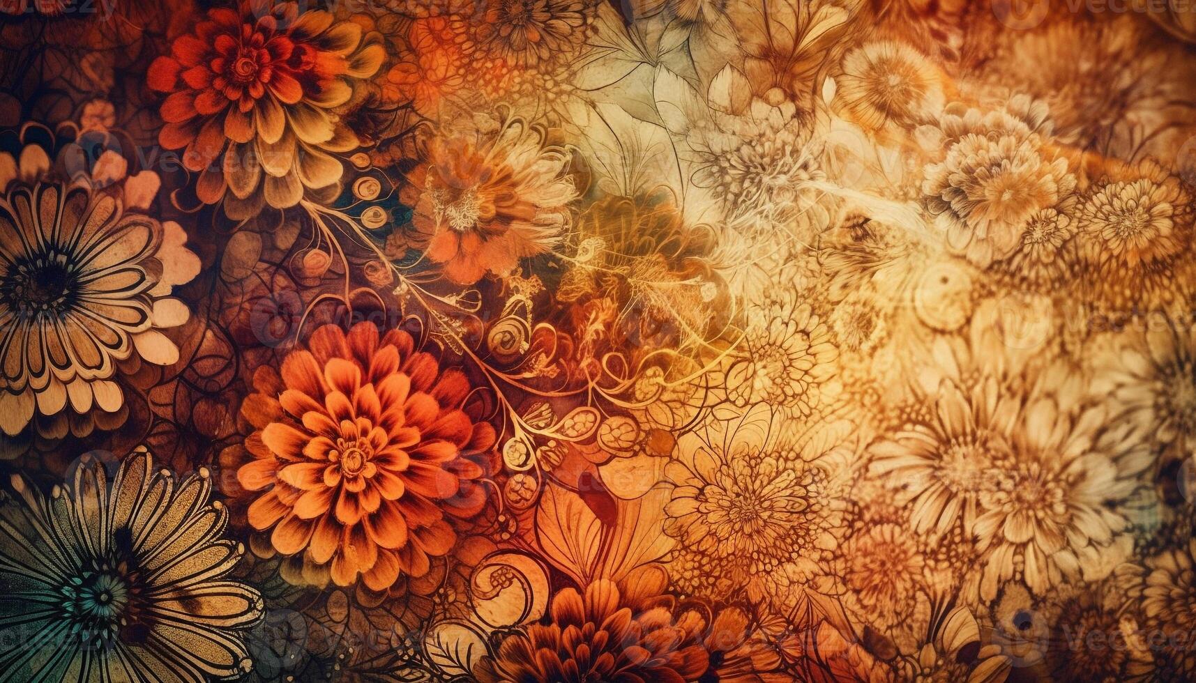 Yellow daisy creates ornate floral wallpaper design generated by AI photo