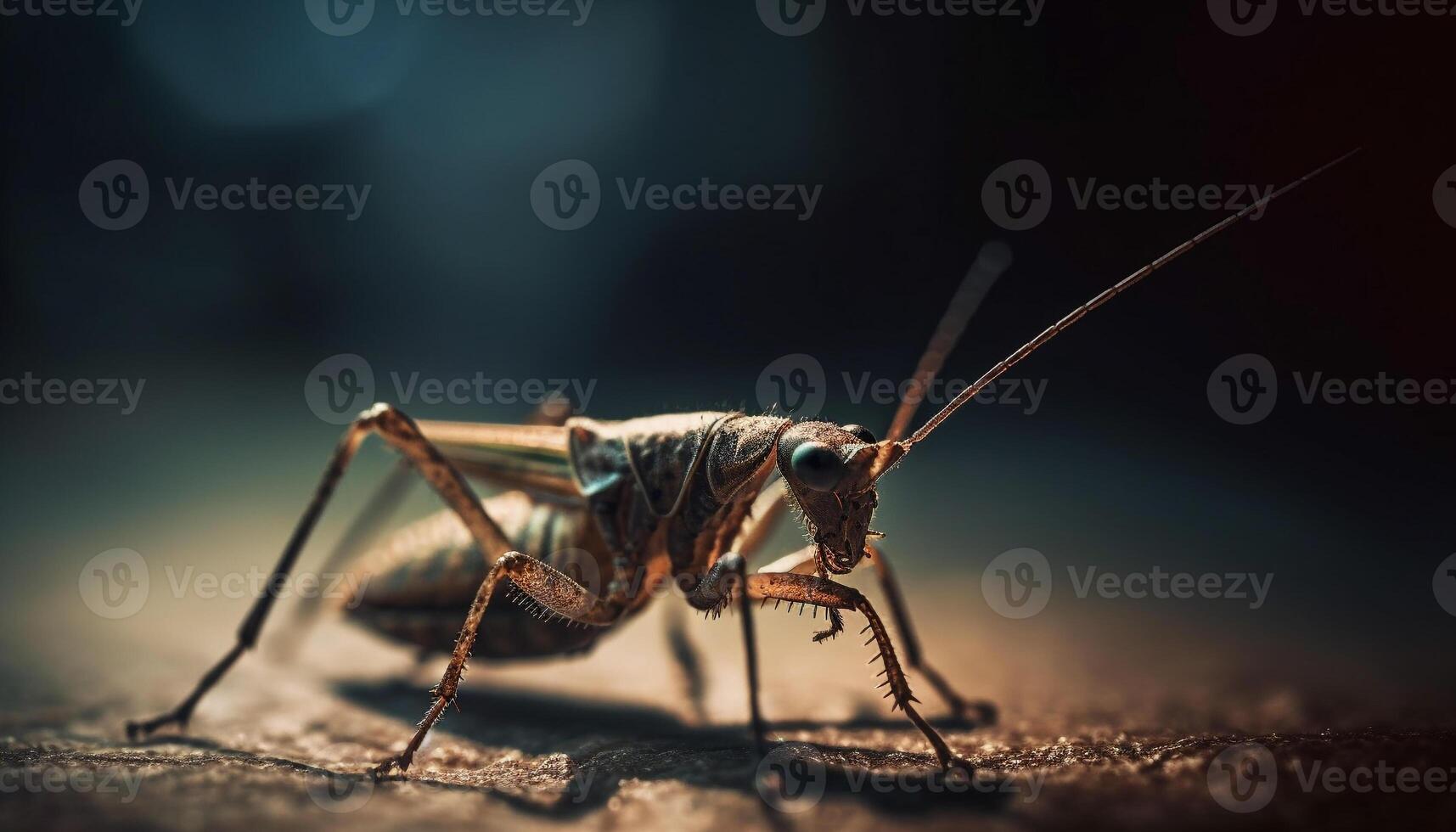 Small locust leg, in green grass generated by AI photo