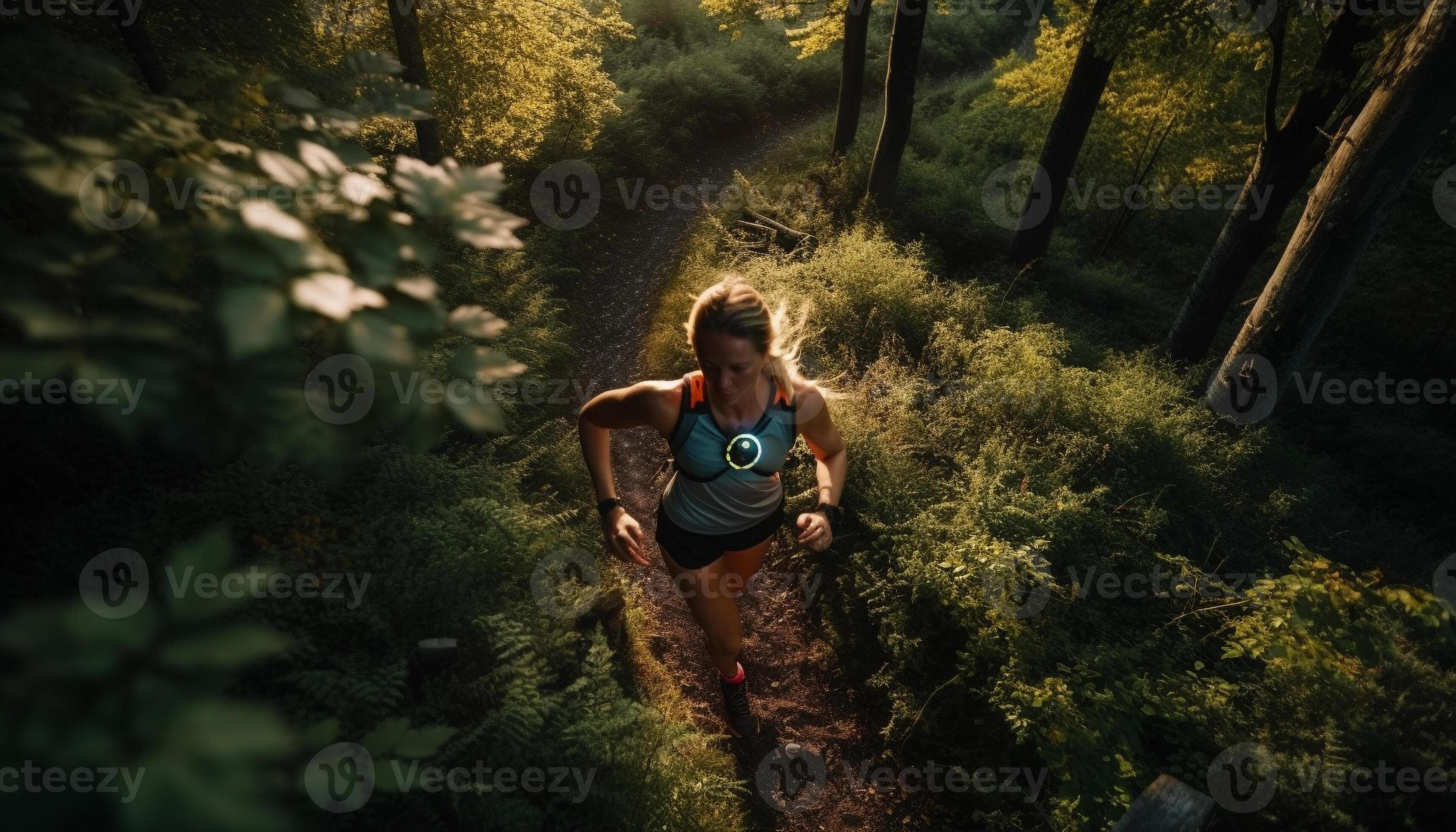Healthy lifestyle, athletic adventure jogging in nature generated by AI