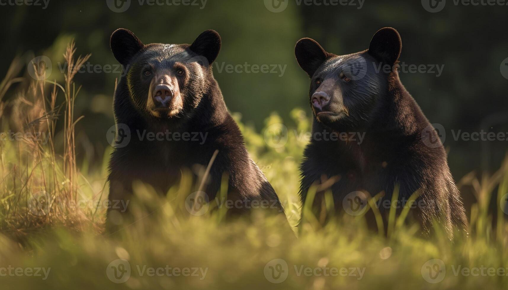 Young mammal walking in green forest meadow generated by AI photo