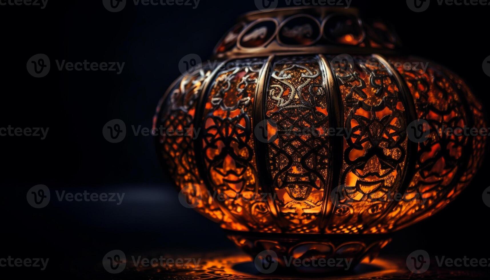 A glowing antique lantern, ornamented with ornate craft generated by AI photo