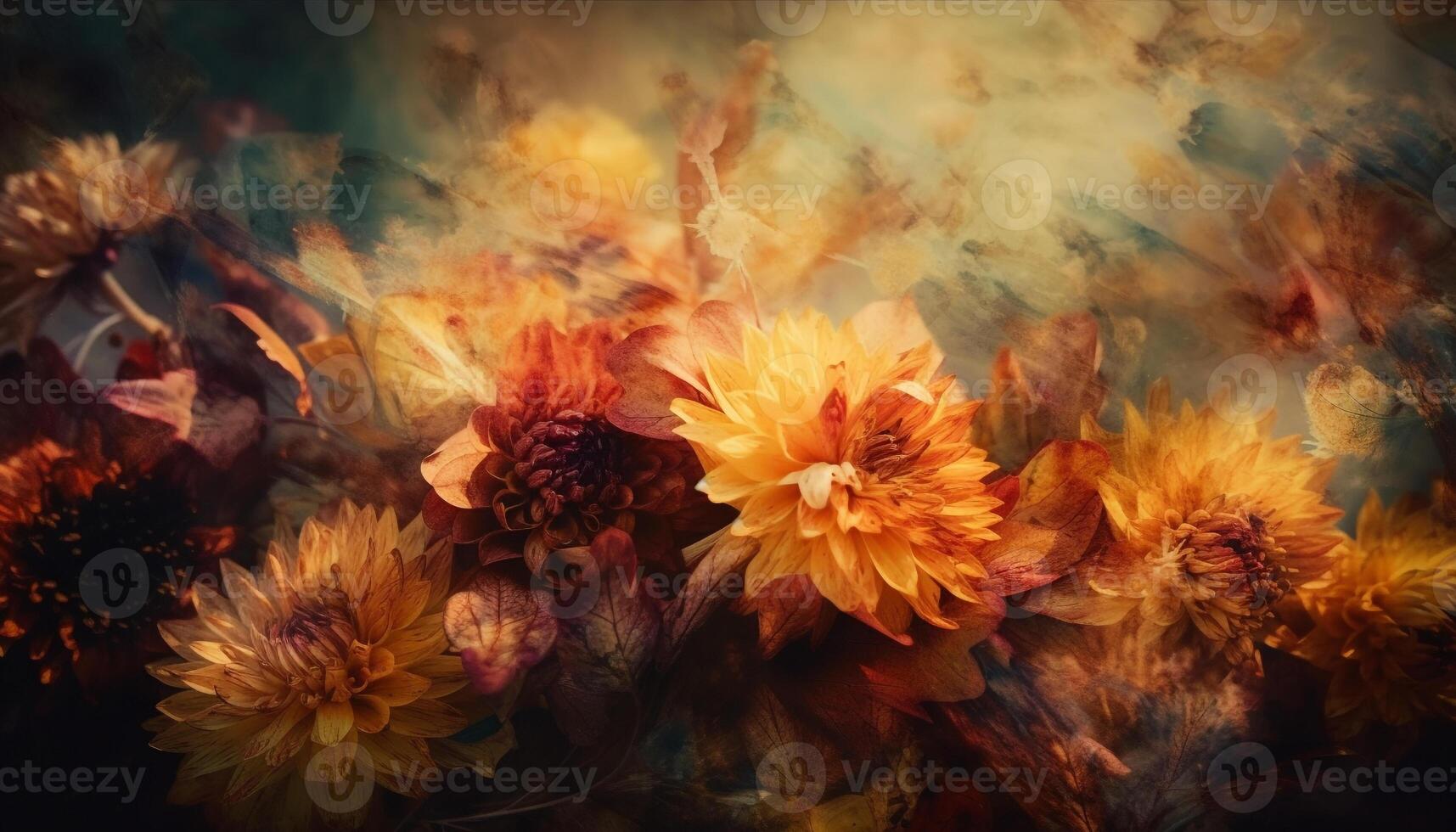 Vibrant chrysanthemum bouquet celebrates beauty in nature patterns generated by AI photo