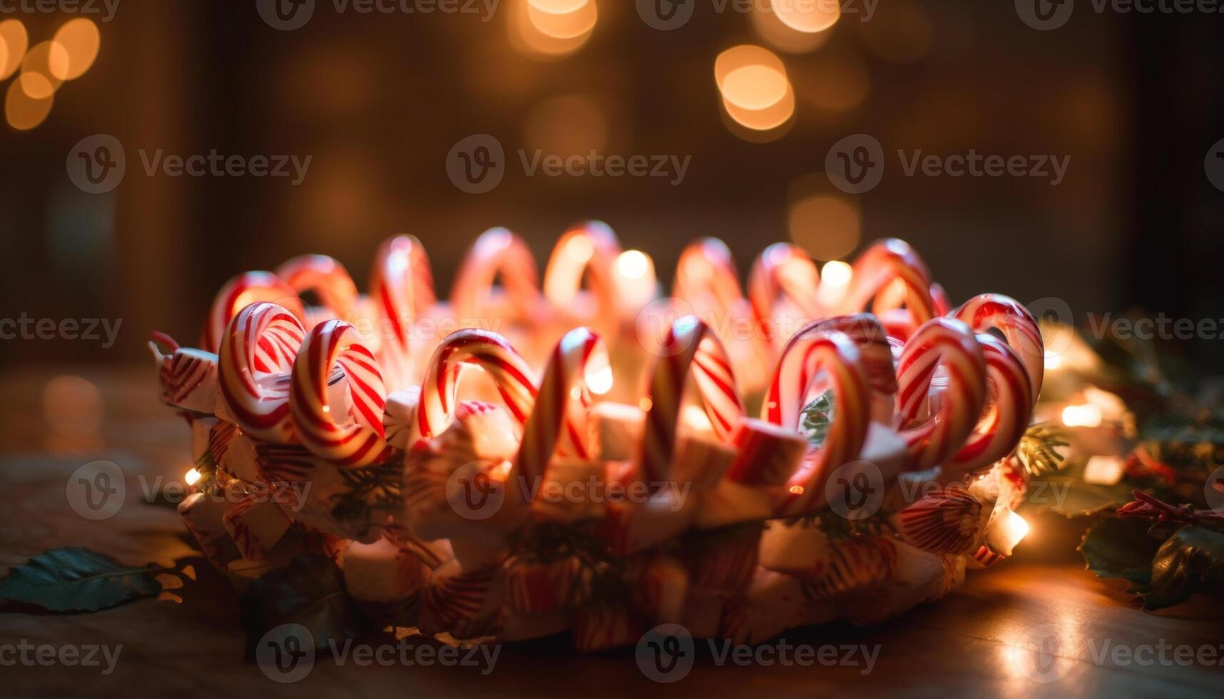 Sweet treats and festive decorations illuminate the night generated by AI photo