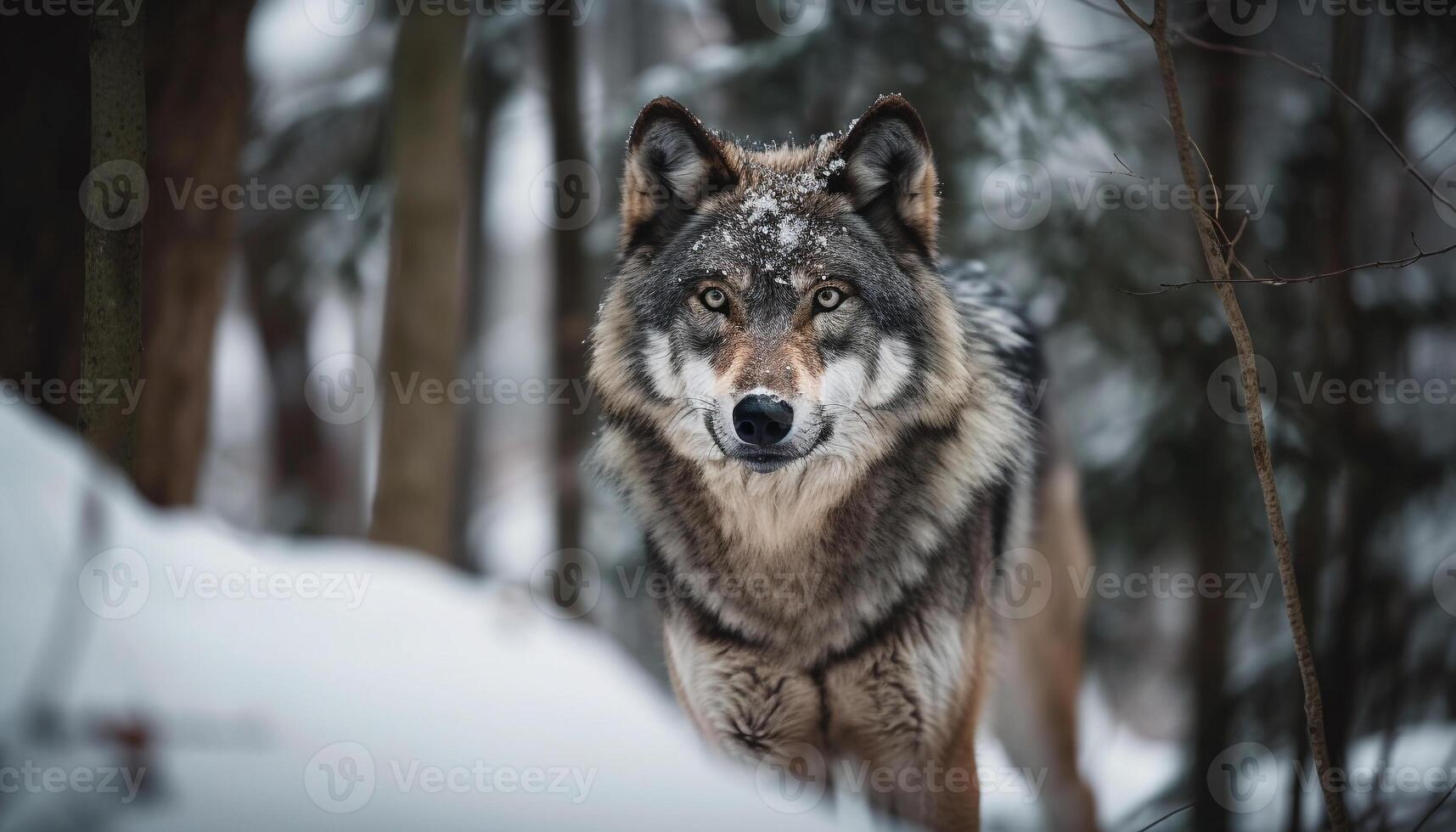 ártico lobo y zorro clamoroso en invierno generado por ai foto