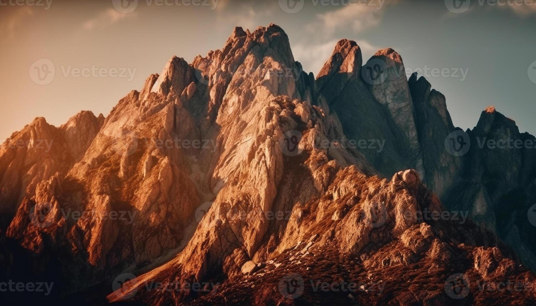 Majestic mountain range with tranquil water reflection generated by AI photo