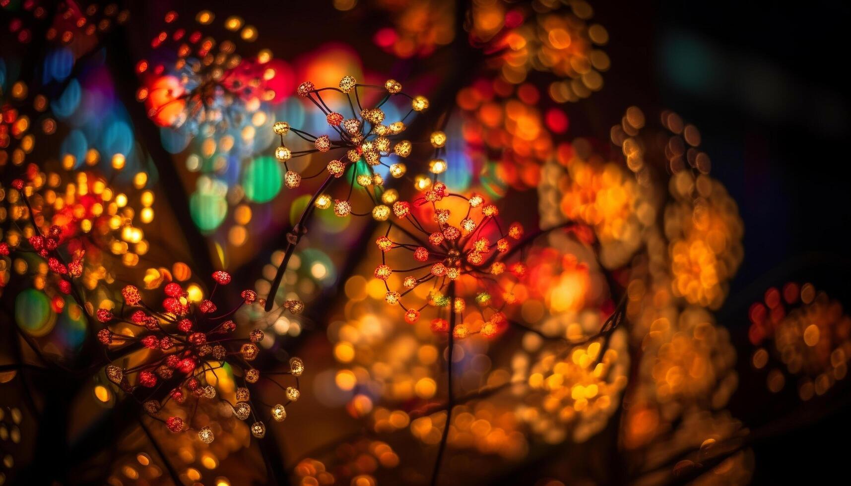 brillante multi de colores Navidad luces iluminar invierno noche generado por ai foto