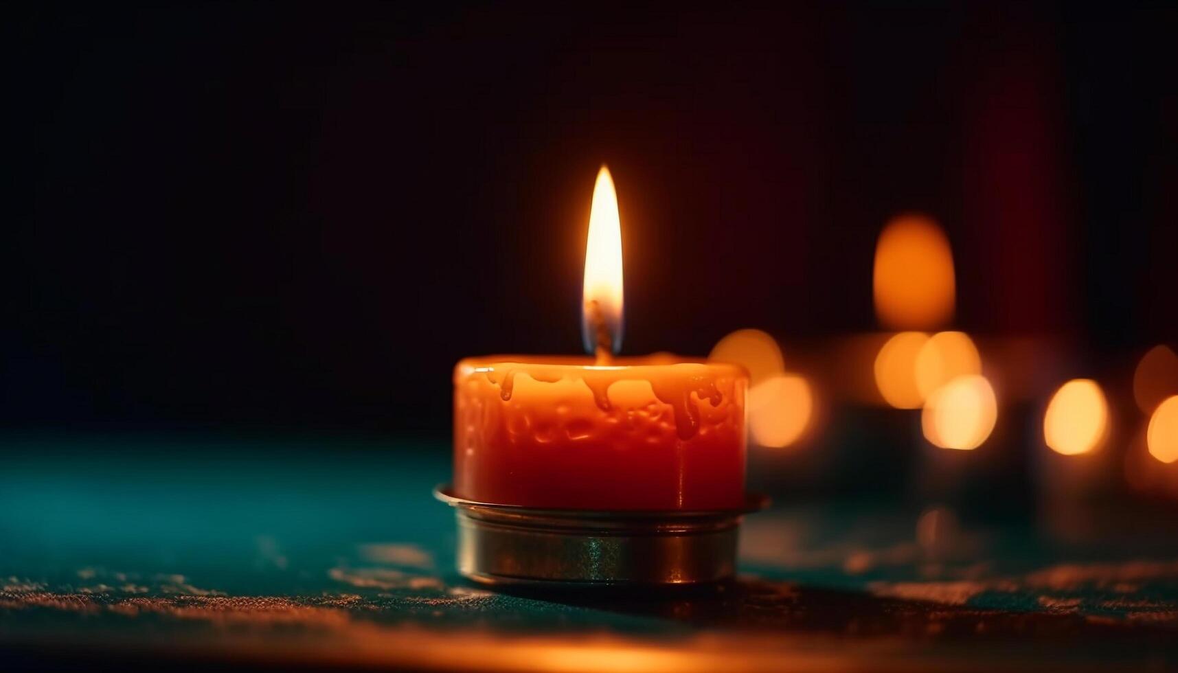 brillante vela encendido paz, símbolo de espiritualidad generado por ai foto