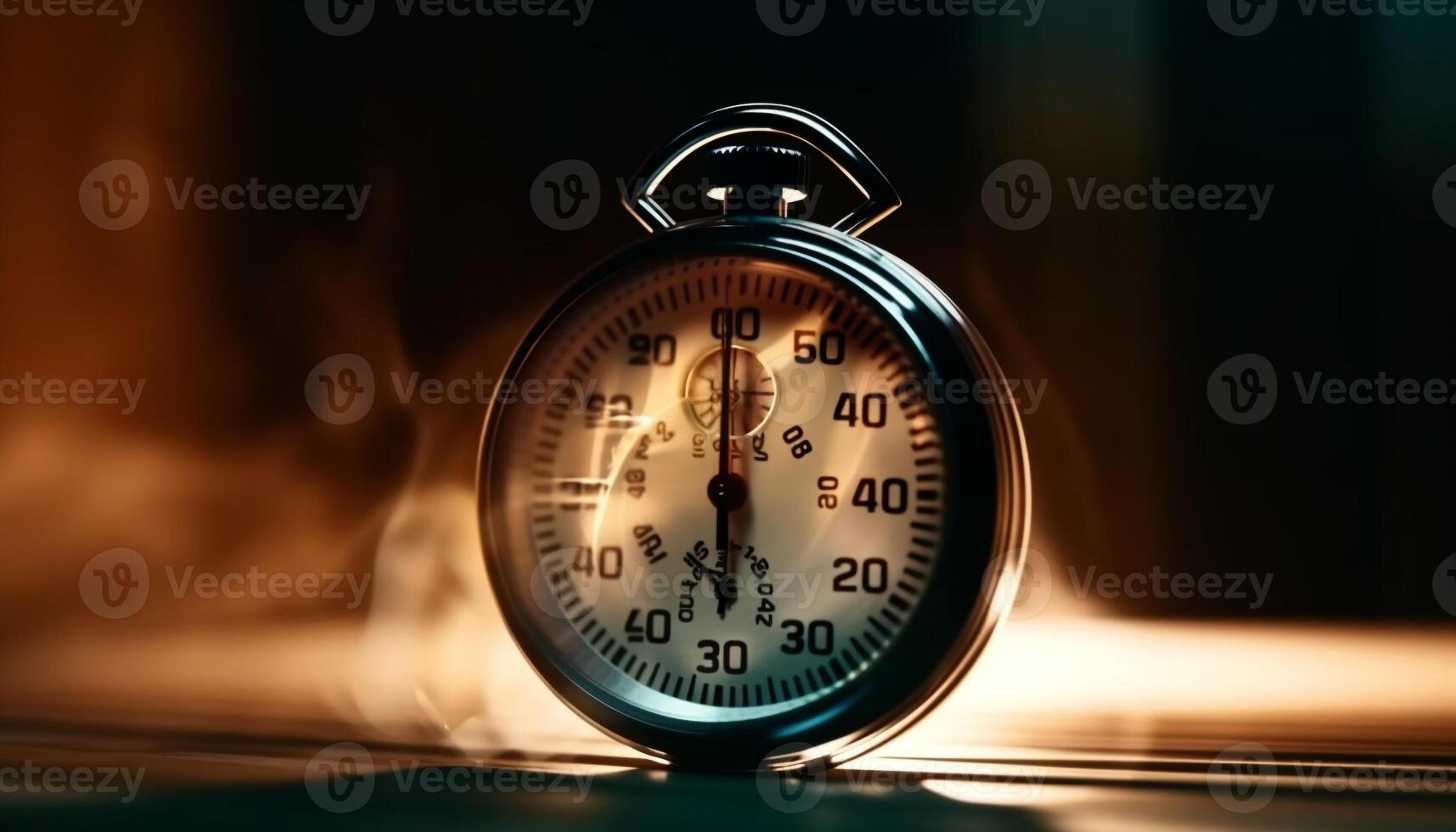 Old fashioned metal clock with illuminated alarm for urgency generated by AI photo