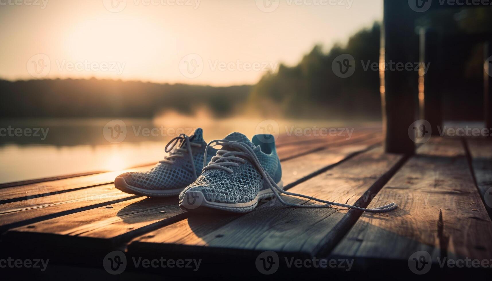 Sunrise silhouette, sport shoe wearing men walking generated by AI photo