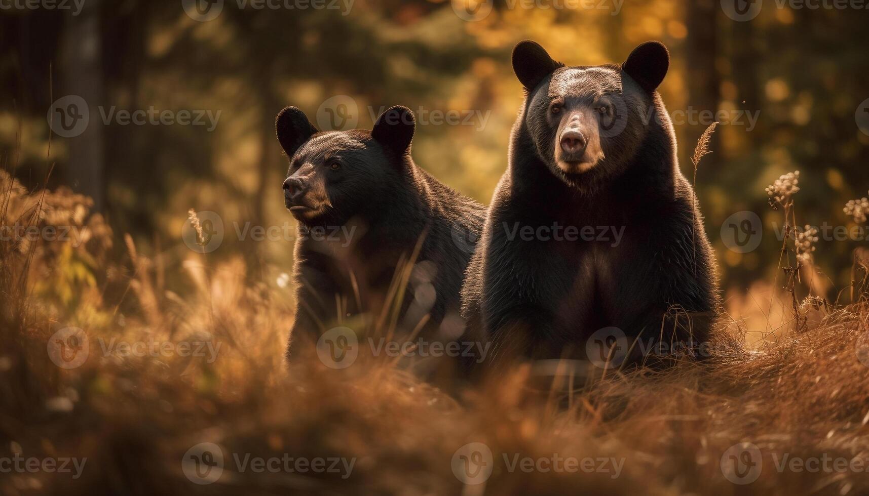 Cute young mammal playing in green meadow generated by AI photo