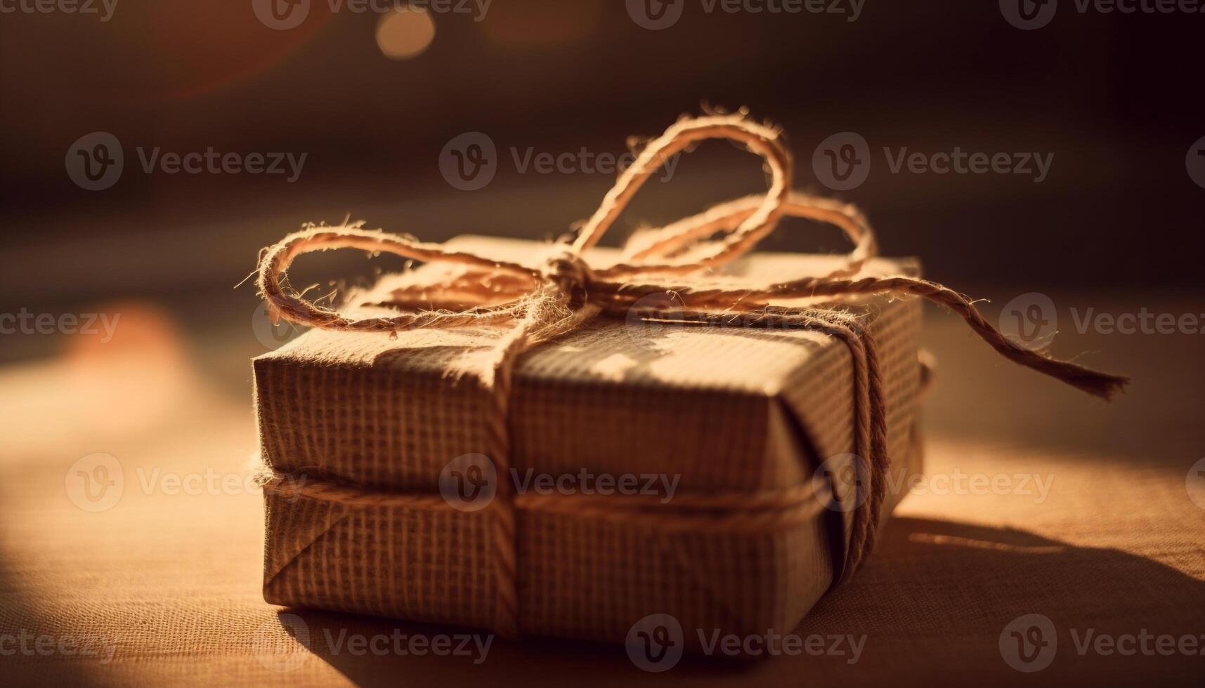 Romantic winter gift wrapped with love and chocolate generated by AI photo