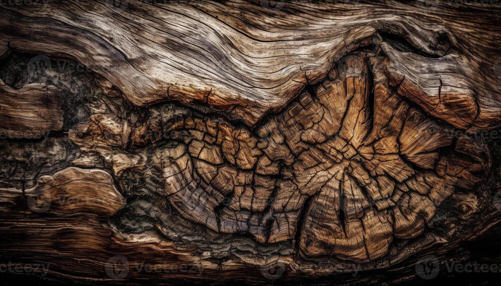 Nature Beauty In Timber Abstract Design Macro generated by AI photo