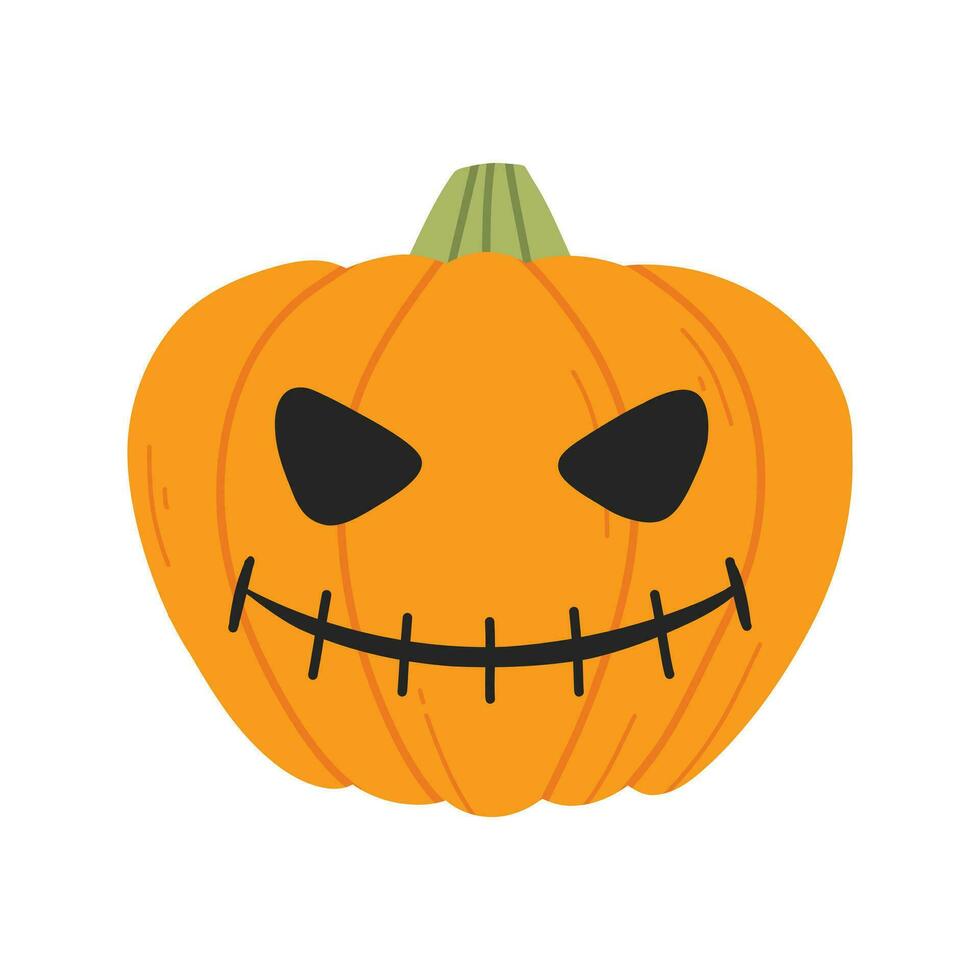 Víspera de Todos los Santos calabaza aislado en blanco antecedentes. Siniestro calabaza para Víspera de Todos los Santos fiesta. vector ilustración. plano estilo. contento Víspera de Todos los Santos.