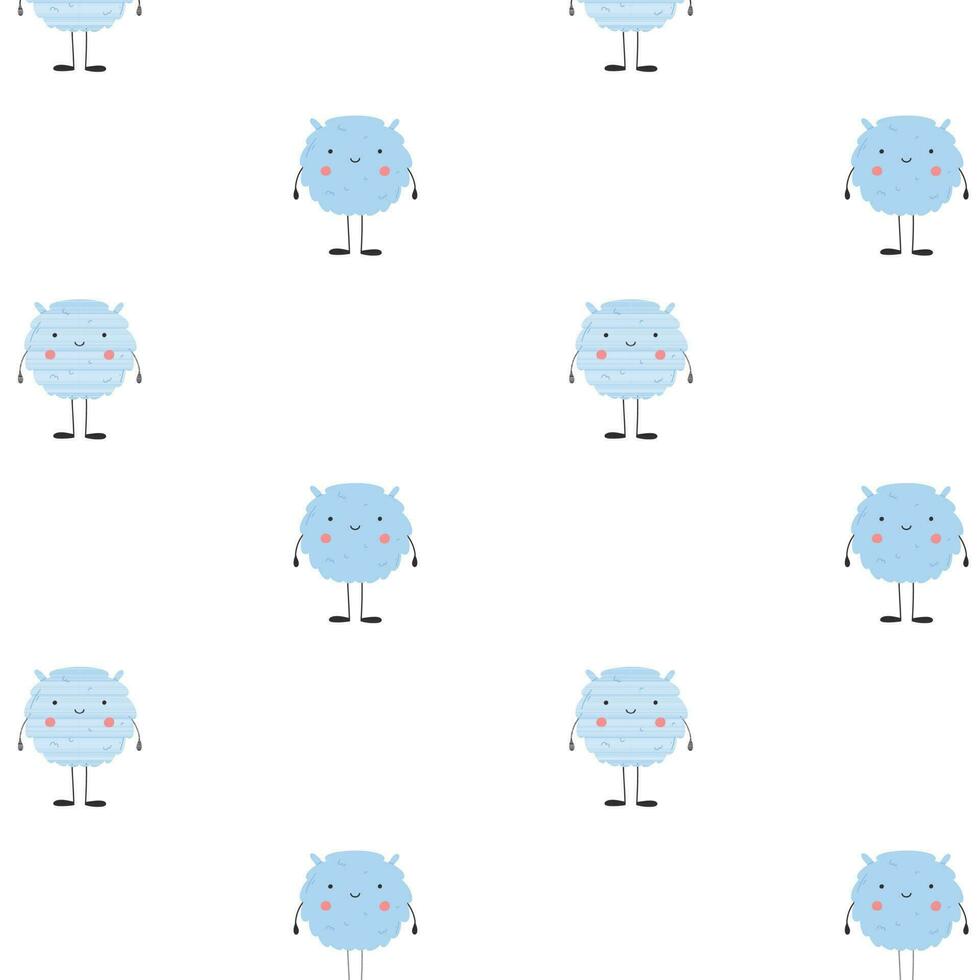 Childish seamless pattern with cute monster. Vector illustration. Kids print in Scandinavian style. Flat style.