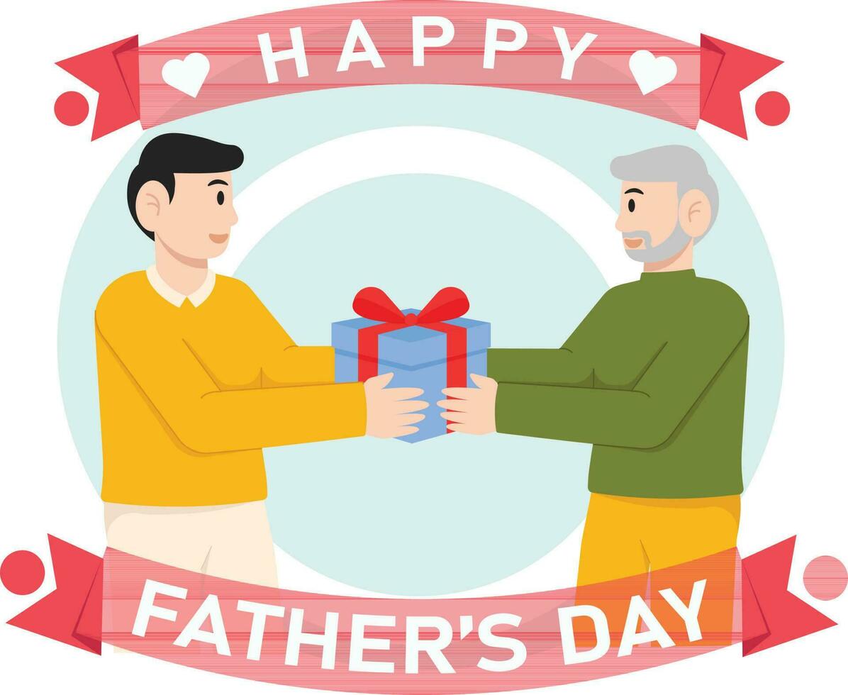 A Teen Boy Who Gave His Father A Gift On Father's Day Illustration vector