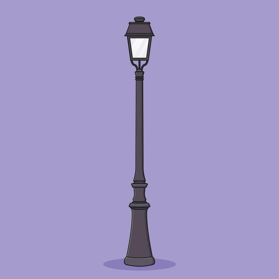 Street Lamp Post Vector Icon Illustration with Outline for Design Element, Clip Art, Web, Landing page, Sticker, Banner. Flat Cartoon Style