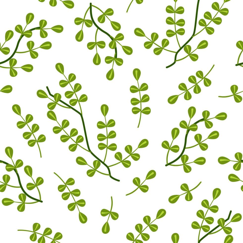 Vector seamless pattern of green Leaves. Image of summer natural plants. Illustration for wallpaper.