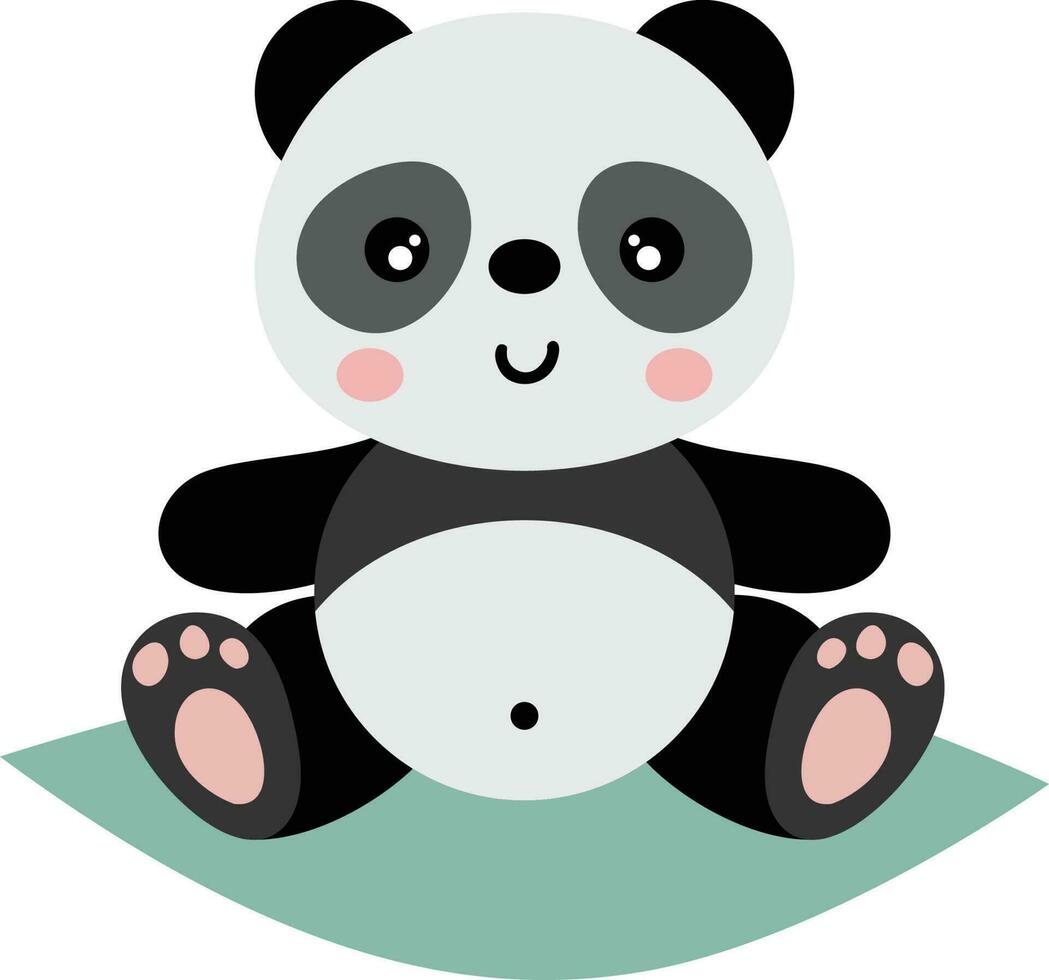 Cute panda sitting isolated on white vector