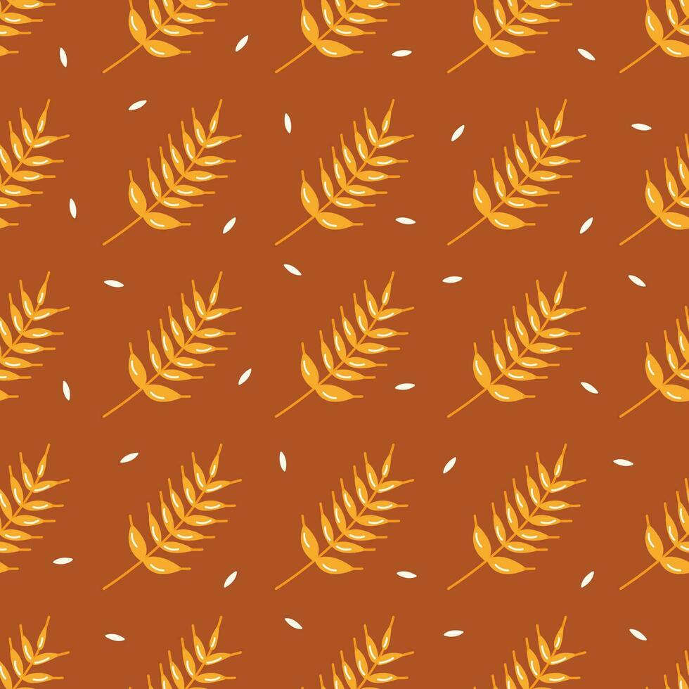 Seamless pattern sprig of wheat. Vector hand drawn
