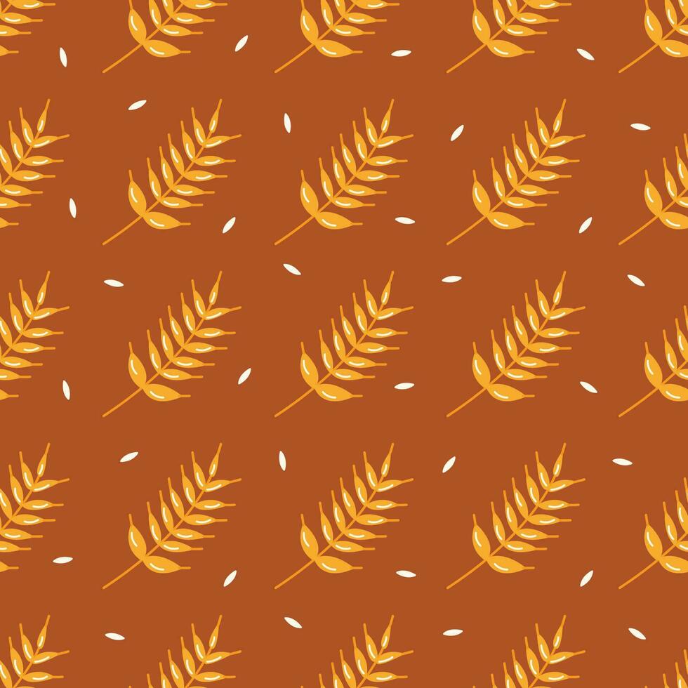 Seamless pattern sprig of wheat. Vector hand drawn