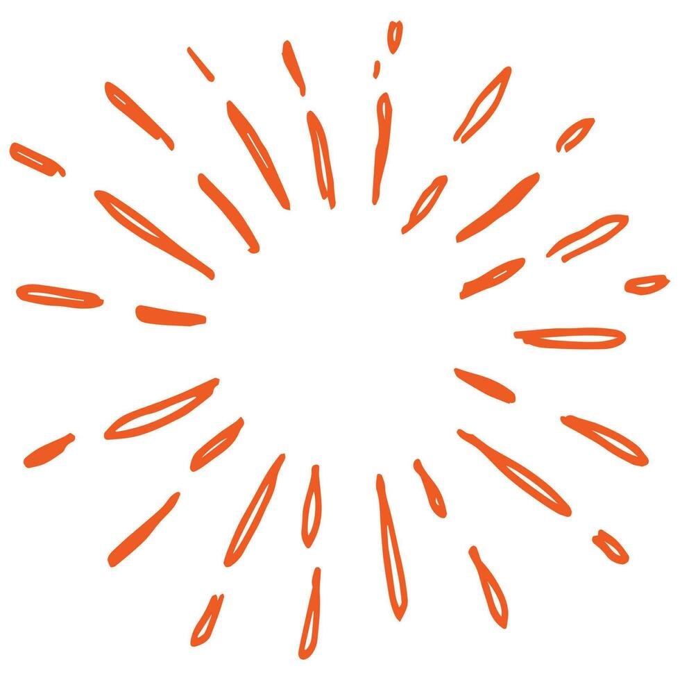 hand drawn doodle starburst, sunburst. doodle design element. vector illustration