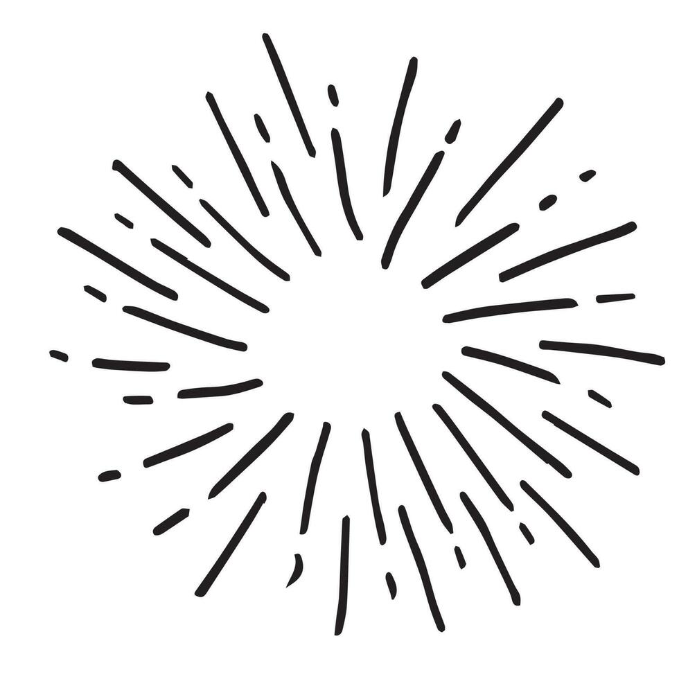 hand drawn doodle starburst, sunburst. doodle design element. vector illustration