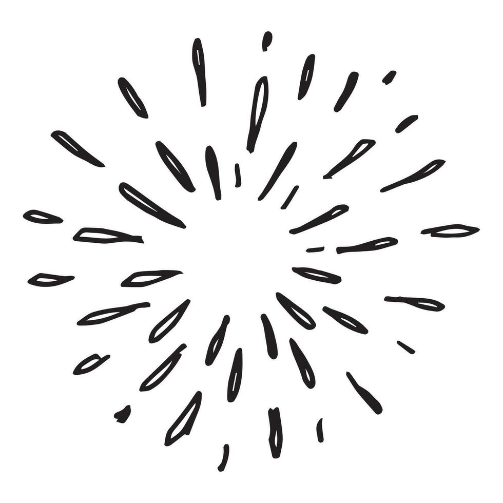 hand drawn doodle starburst, sunburst. doodle design element. vector illustration