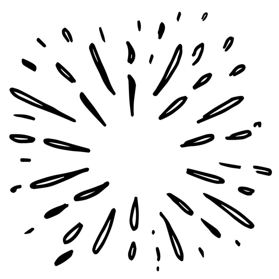 hand drawn doodle starburst, sunburst. doodle design element. vector illustration