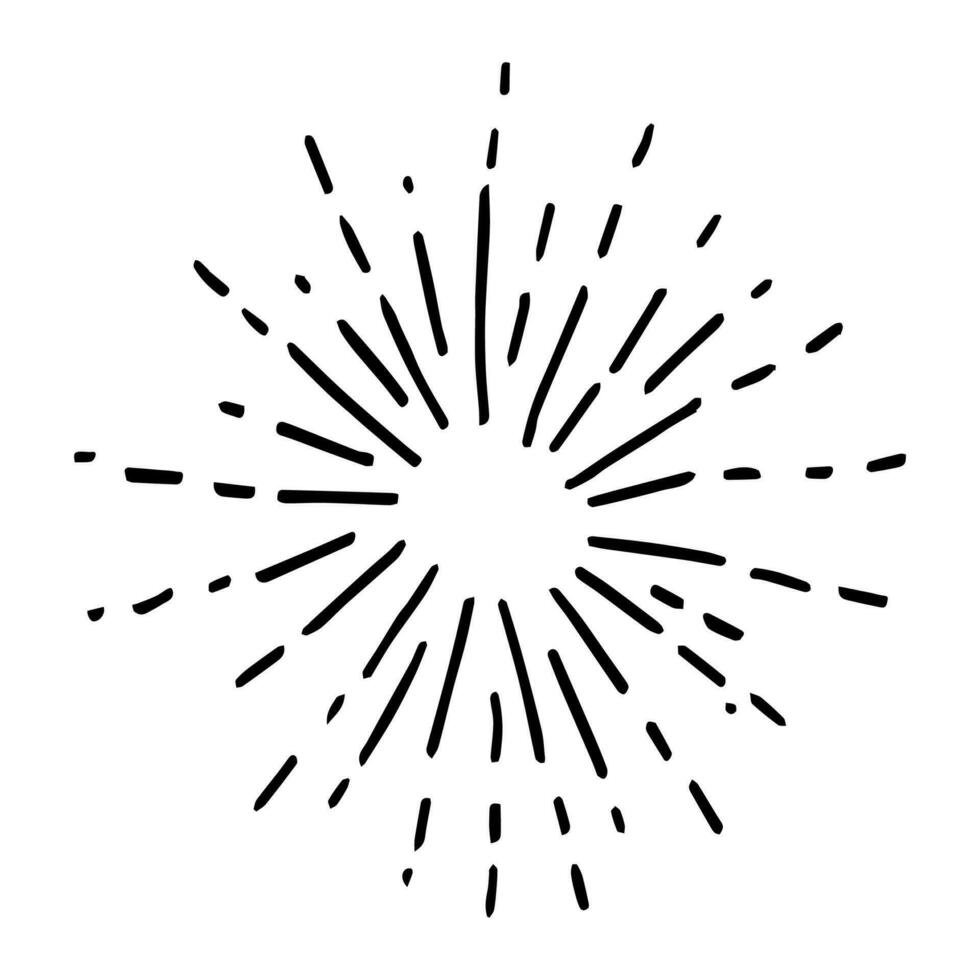 hand drawn doodle starburst, sunburst. doodle design element. vector illustration
