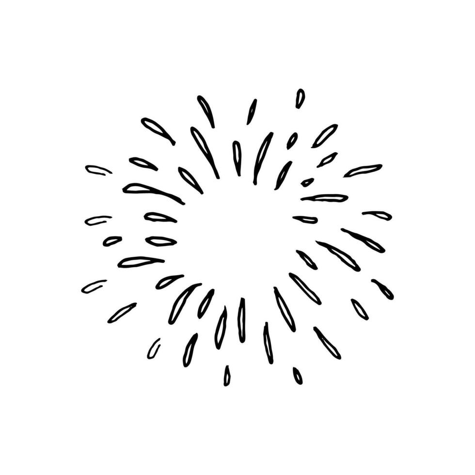 hand drawn doodle starburst, sunburst. doodle design element. vector illustration