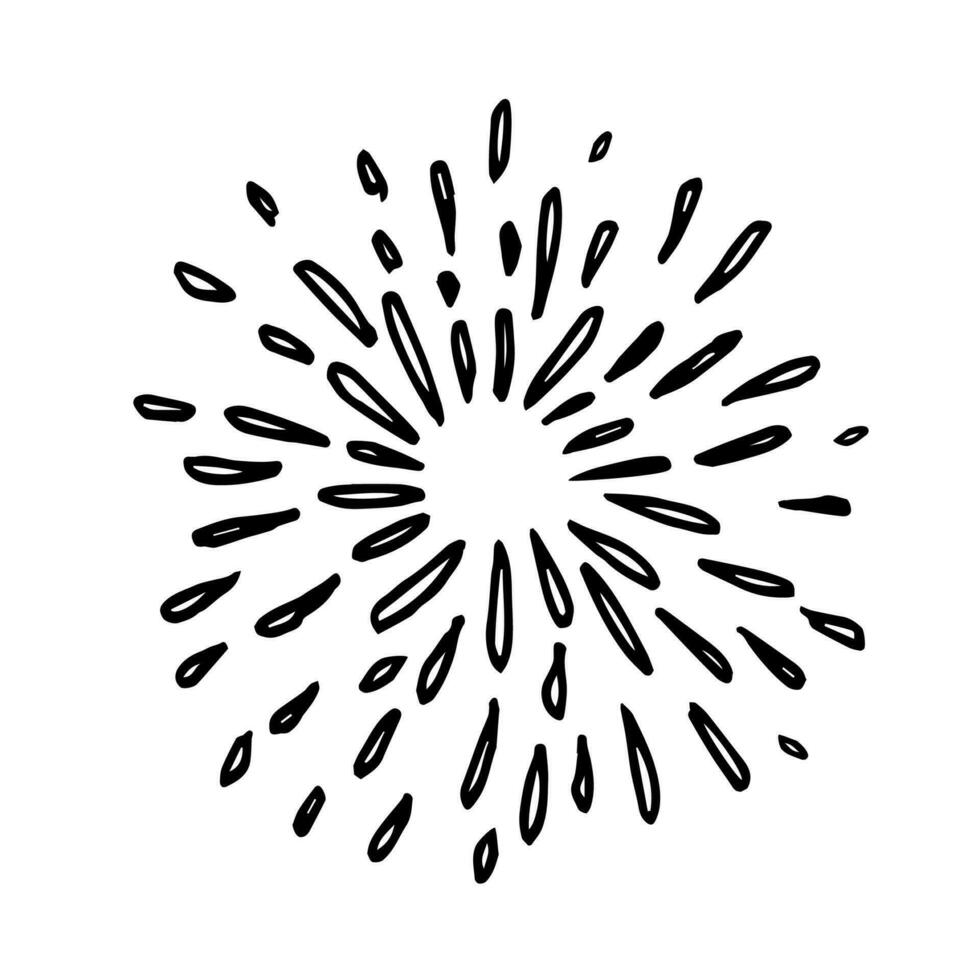 hand drawn doodle starburst, sunburst. doodle design element. vector illustration
